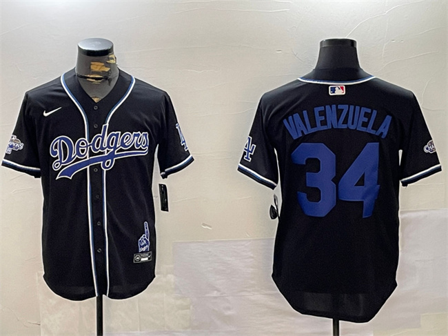 Men's Los Angeles Dodgers #34 Toro Valenzuela Black 2024 World Series Champions Limited Stitched Baseball Jersey Men's Los Angeles Dodgers #34 Toro Valenzuela Black 2024 World Series Champions Limited Stitched Baseball Jersey